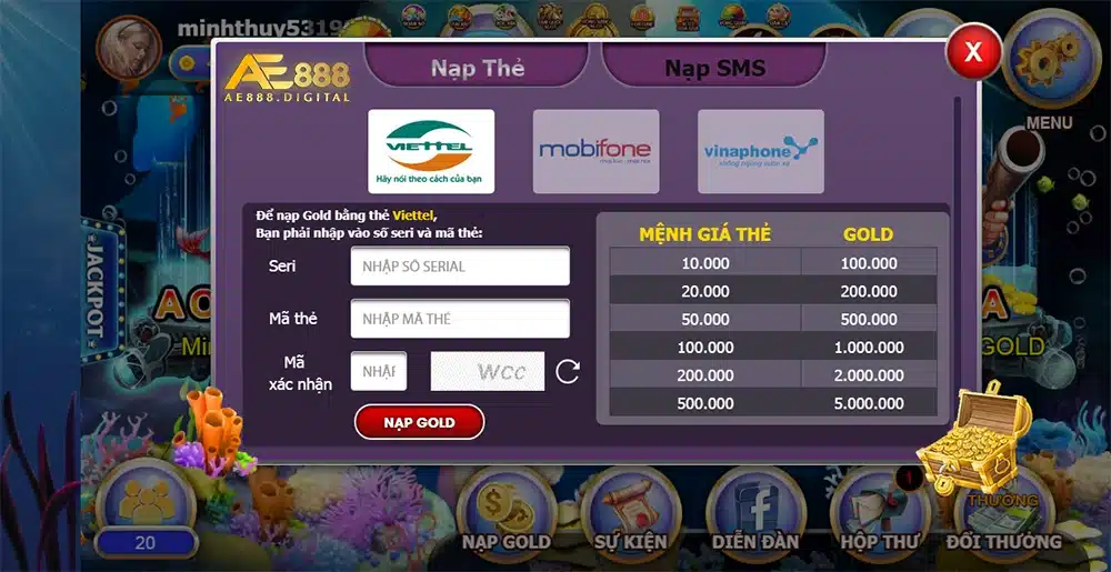 Để có thể chơi game bắn cá 3D và săn cá thú vị, bạn cần nạp tiền vào tài khoản của mình.